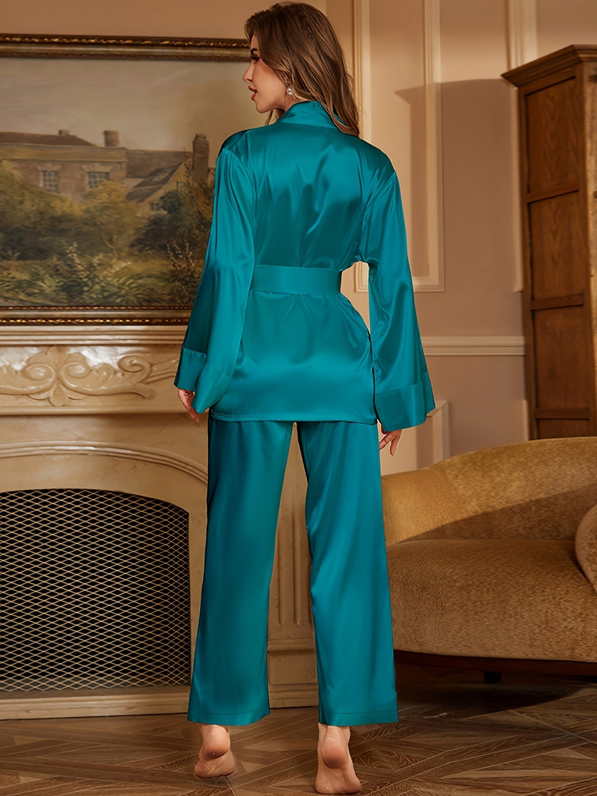 Gracie | Belted V-Neck Robe Pajamas Set for Women