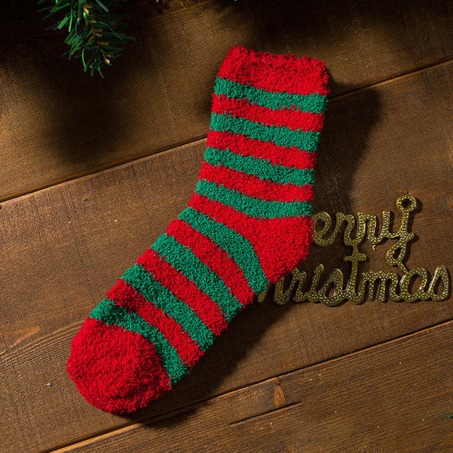 Cansu | Striped Christmas Sock with Ribbed Cuff for Women