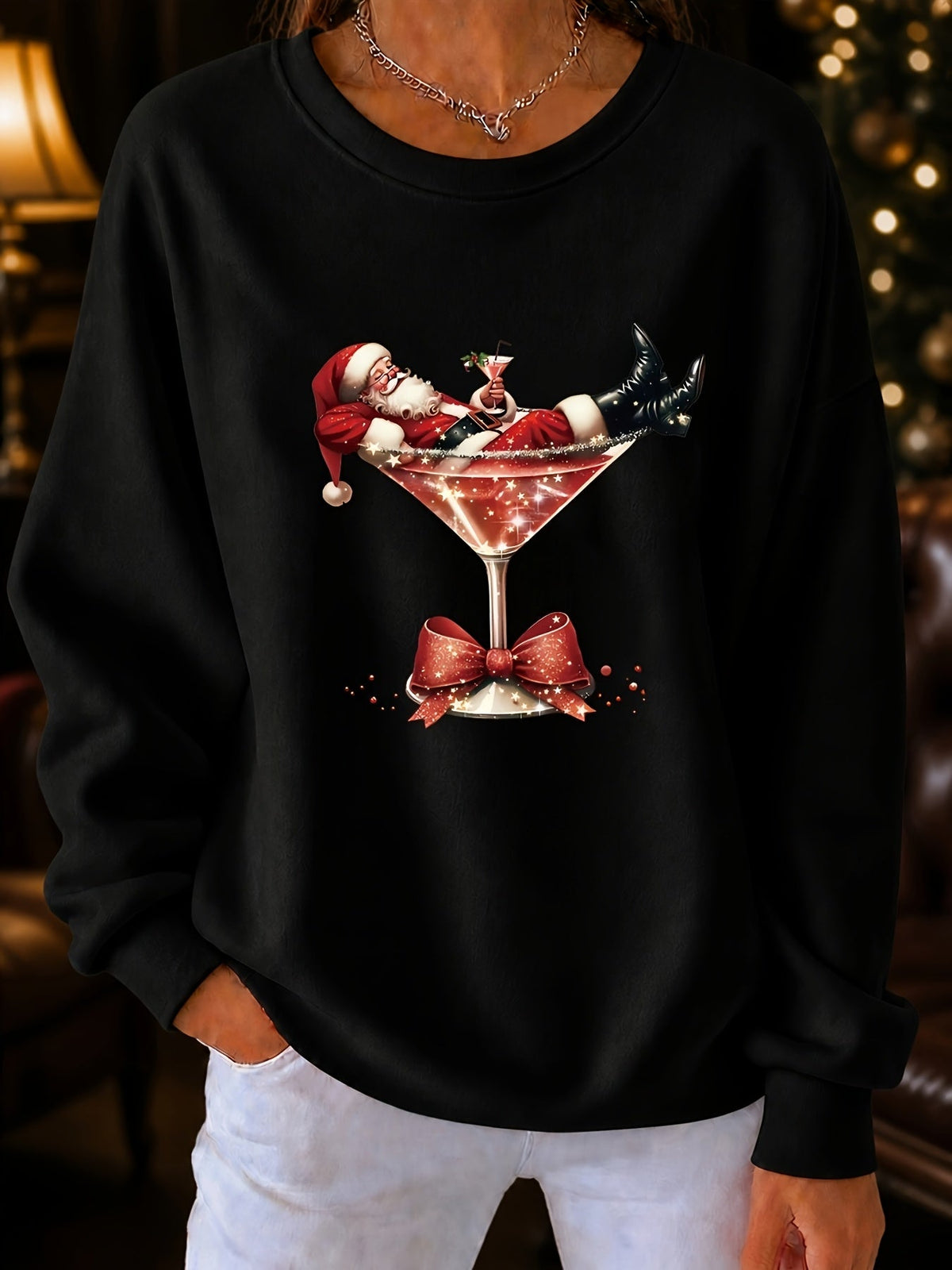 Nyvienne | Printed Christmas Sweater with Crew Neck for Women