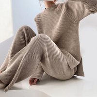 Loes | Ribbed Knit Mock Neck Sweat Set for Women