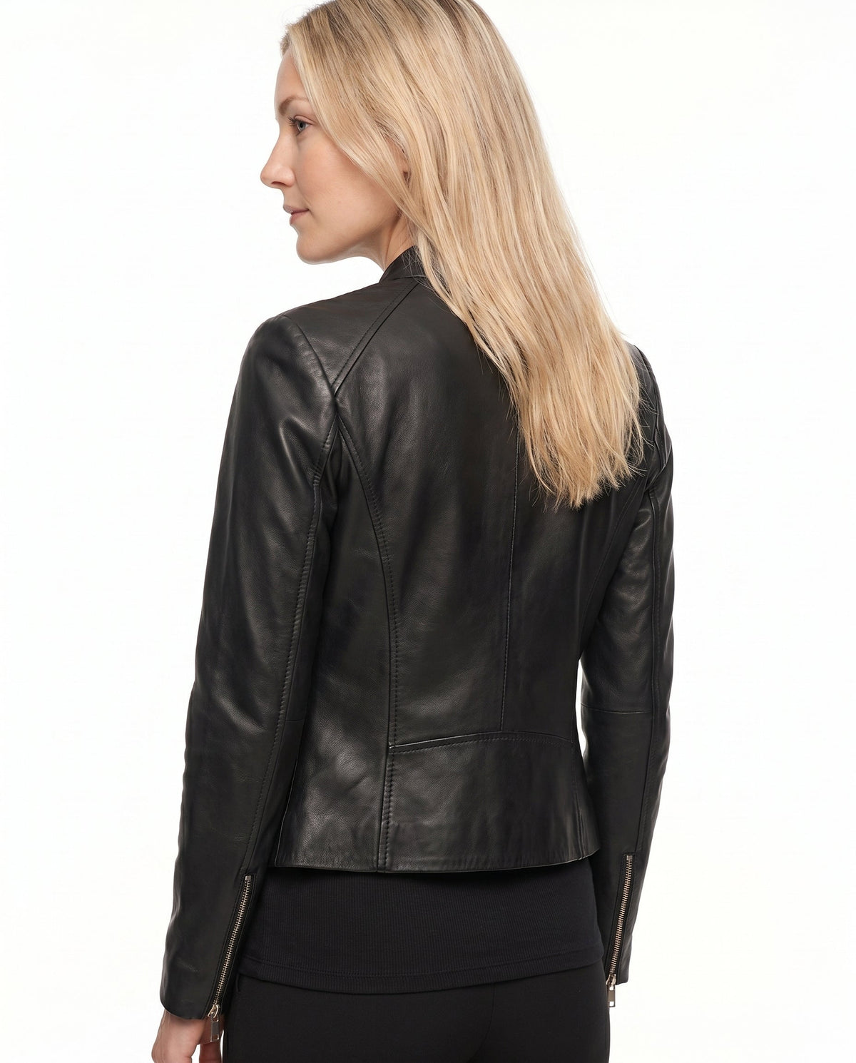 Thessaly | Notch Lapel Leather Jacket for Women
