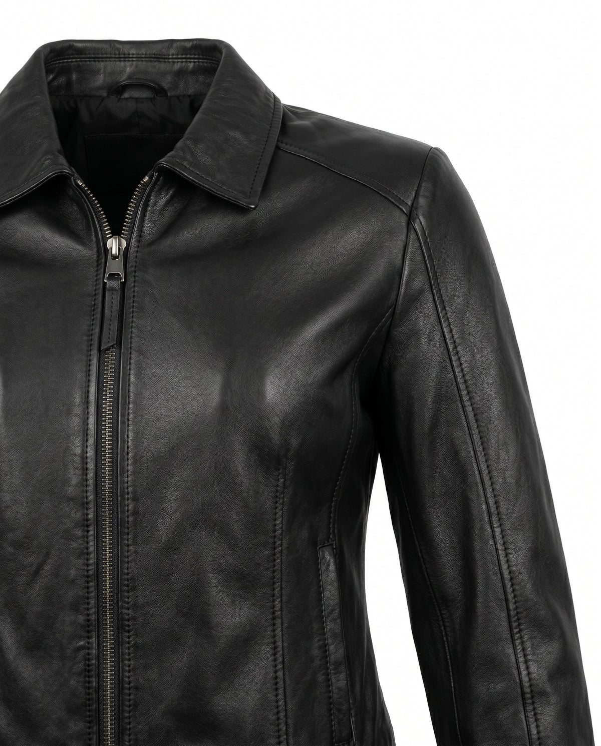 Thessaly | Notch Lapel Leather Jacket for Women