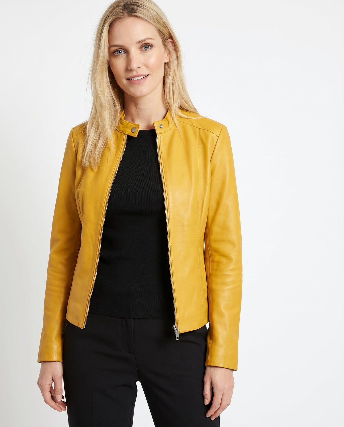 Thessaly | Notch Lapel Leather Jacket for Women