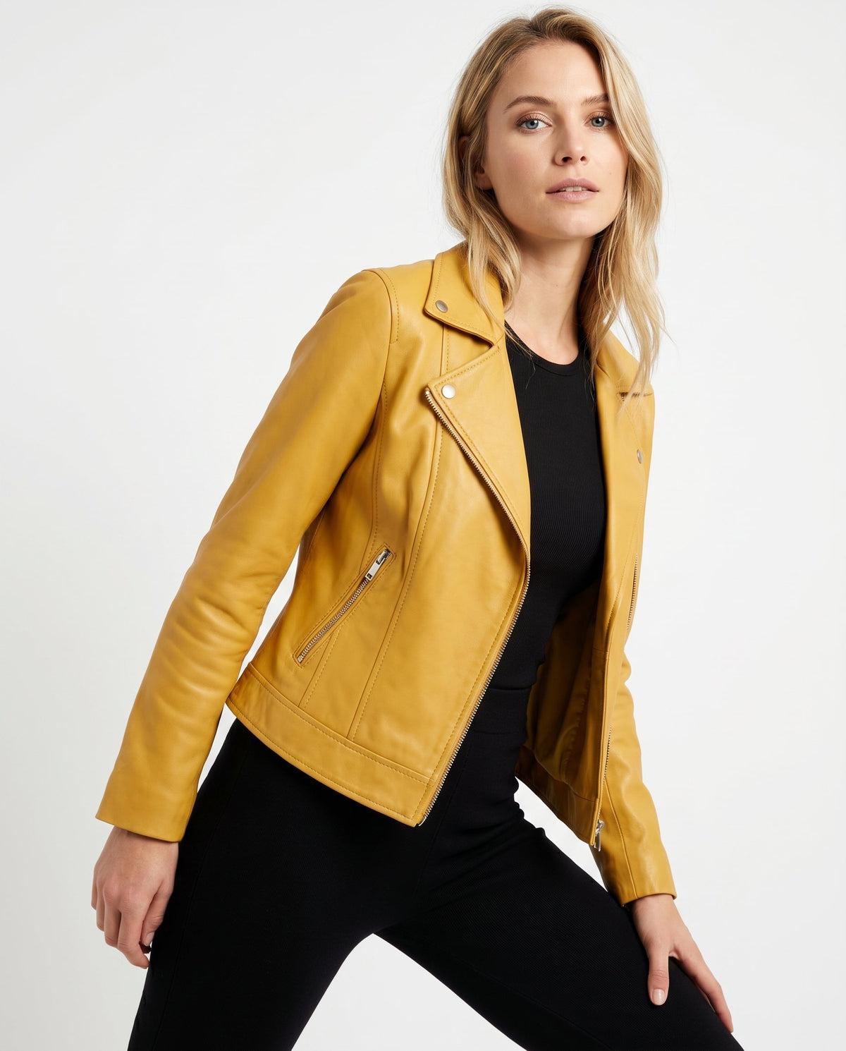 Thessaly | Notch Lapel Leather Jacket for Women