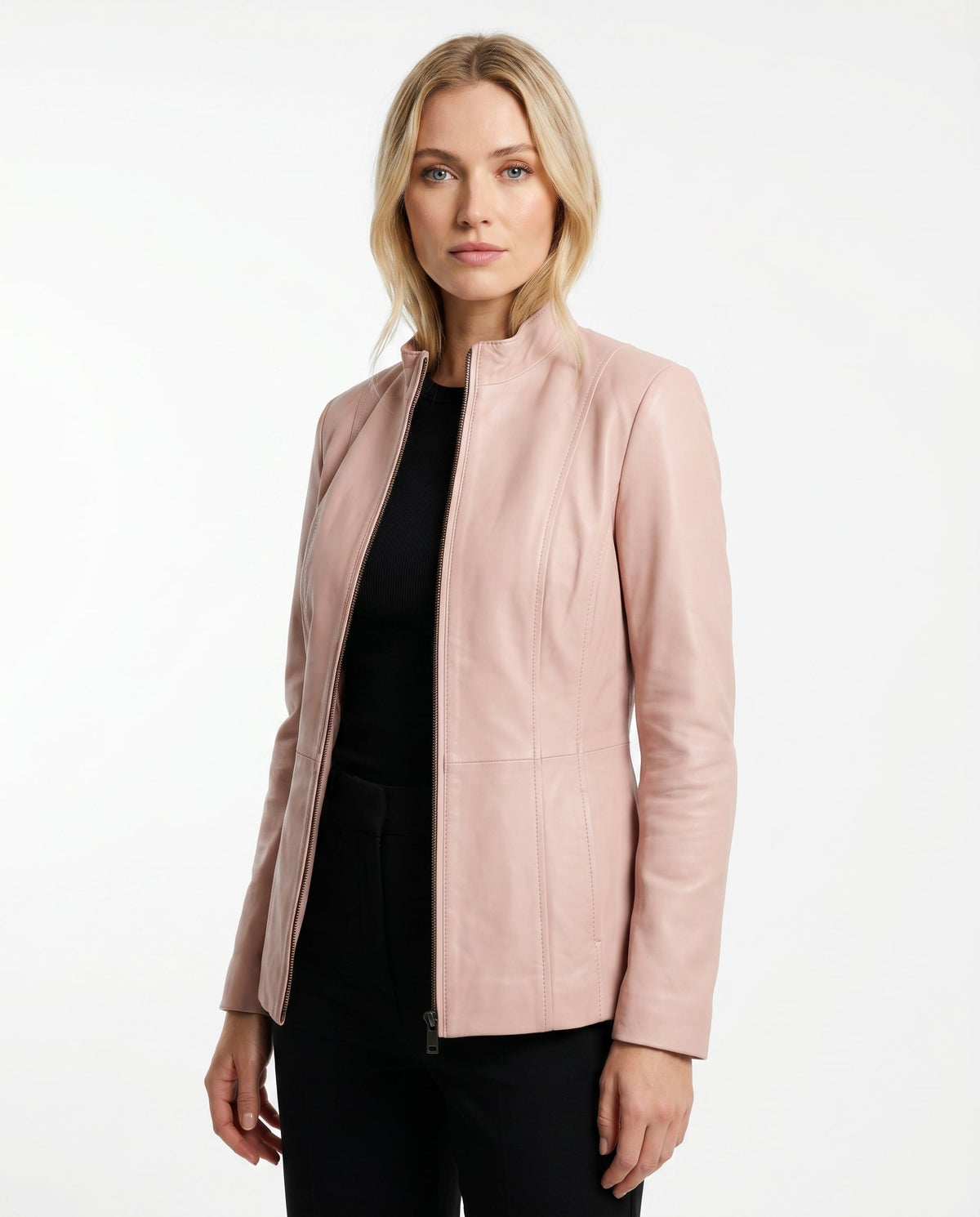 Thessaly | Notch Lapel Leather Jacket for Women