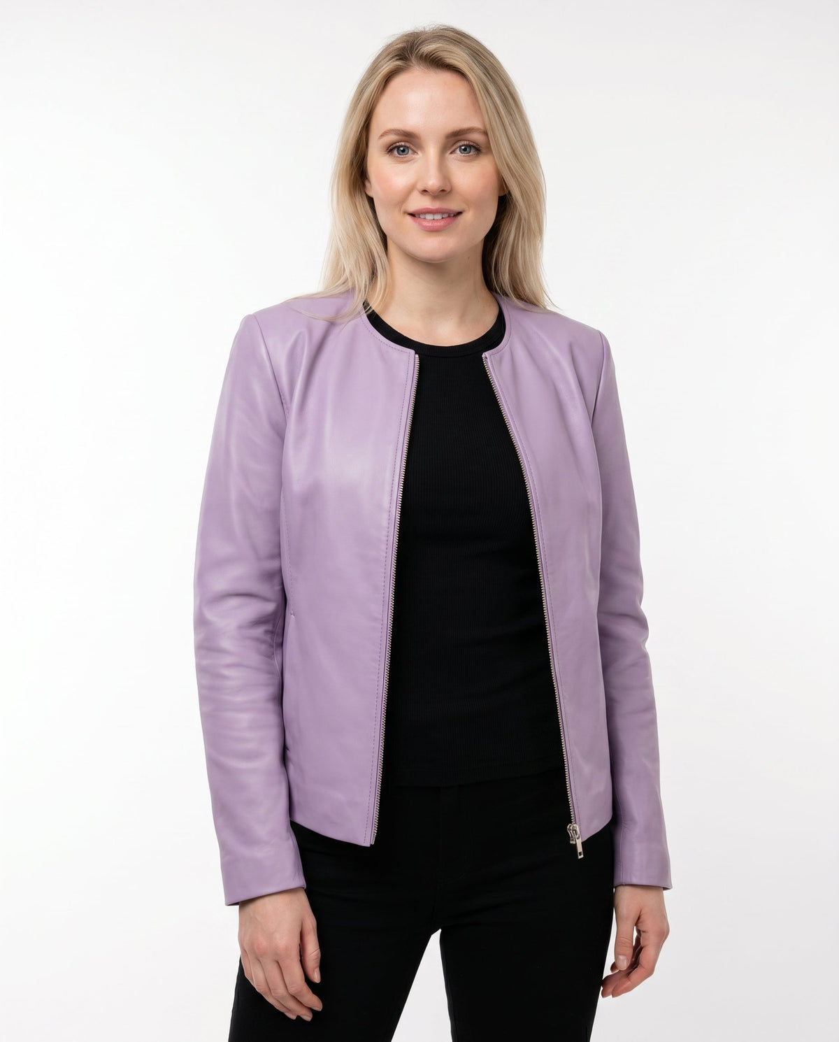 Thessaly | Notch Lapel Leather Jacket for Women