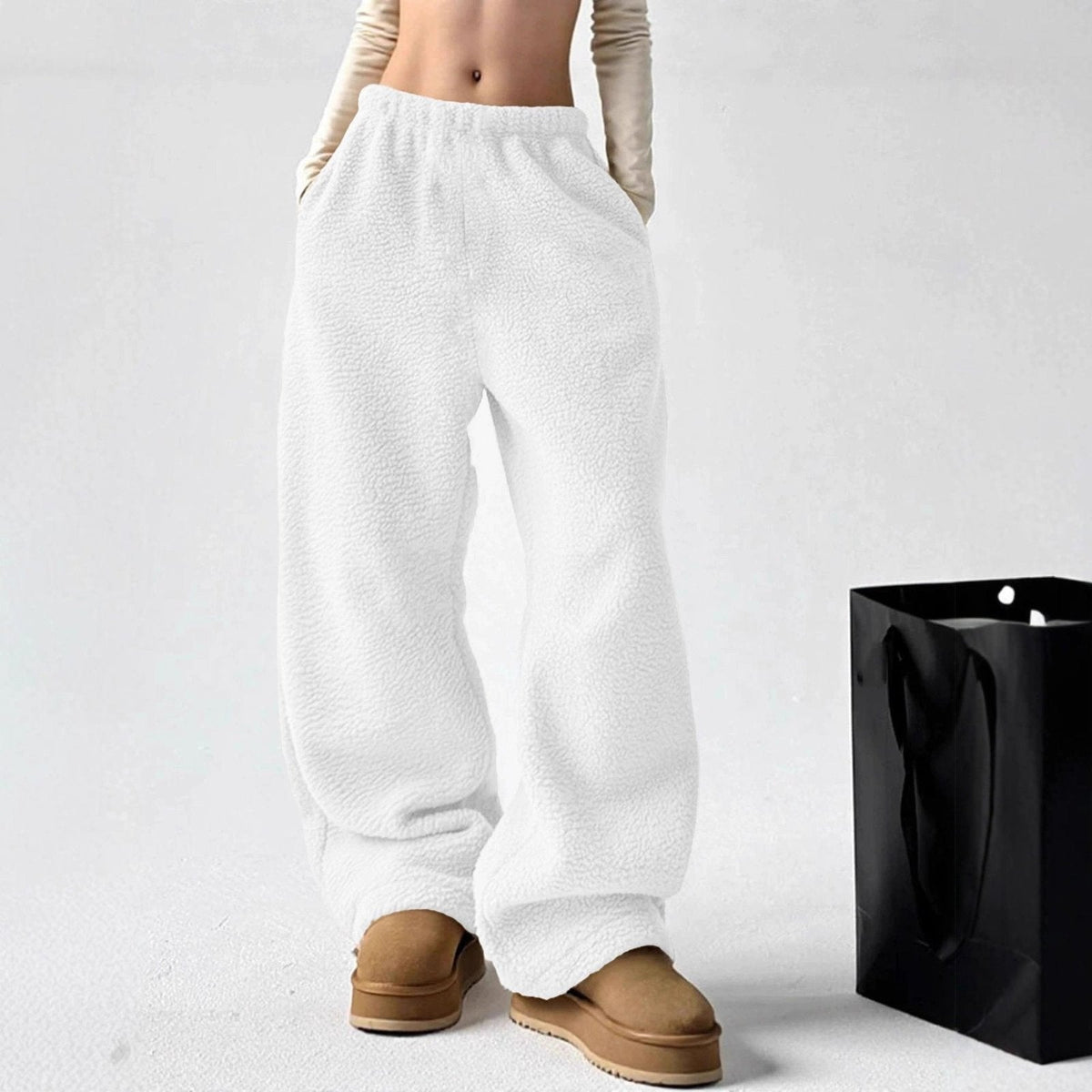 Aase | Textured Wide-Leg Fleece Pants for Women