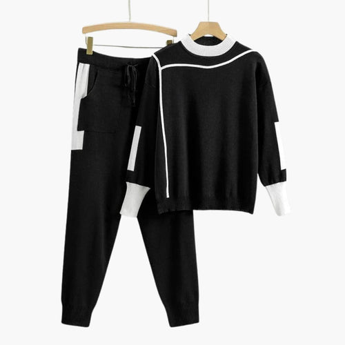 Capucine | Crew Neck Colorblock Sweat Set for Women