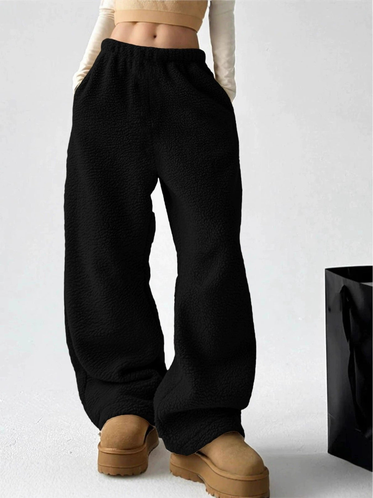 Aase | Textured Wide-Leg Fleece Pants for Women