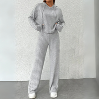 Myrthe | Hooded Ribbed Sweat Set with Kangaroo Pocket for Women