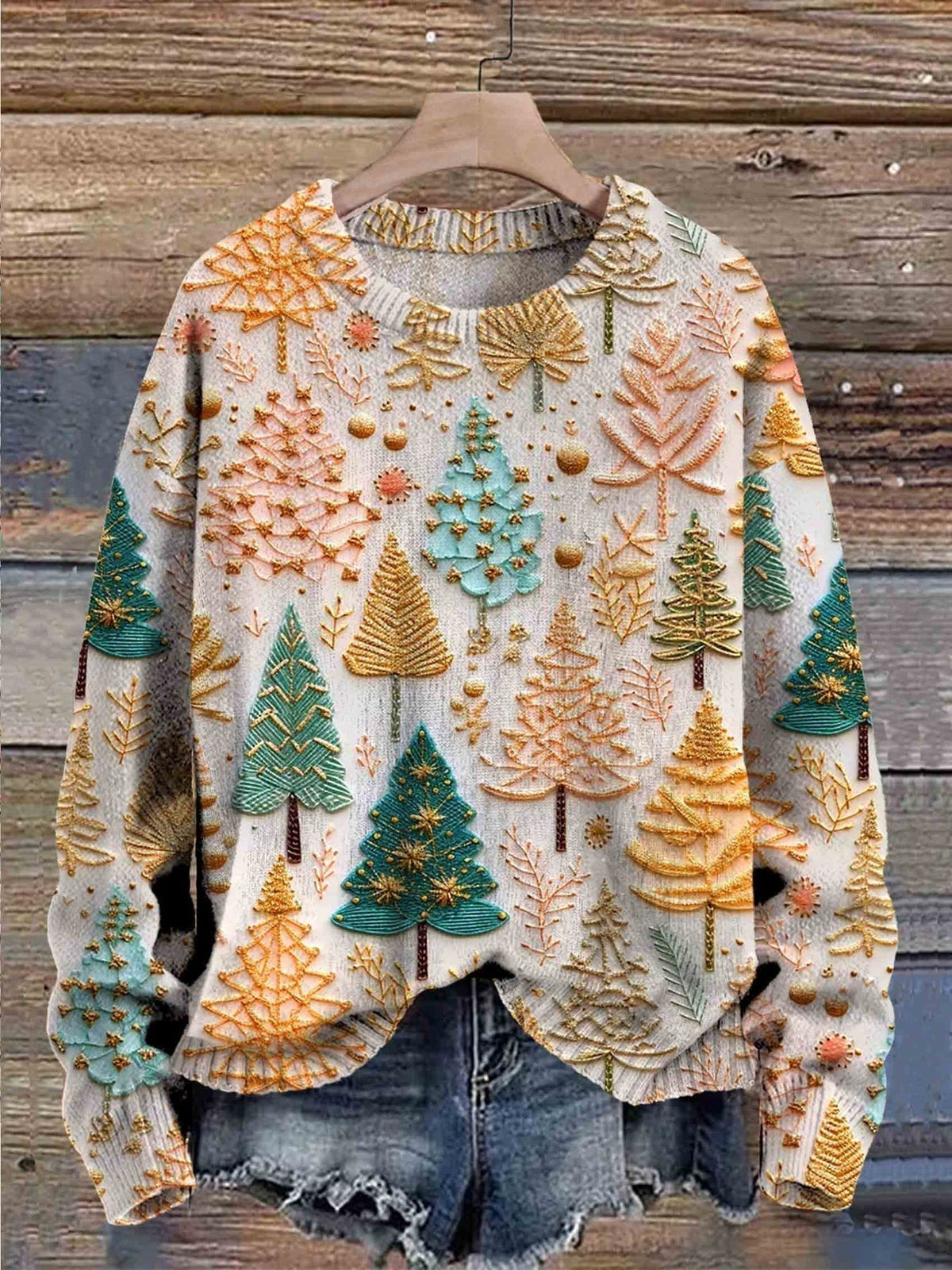 Kirstine | Christmas Sweater with Tree Print for Women