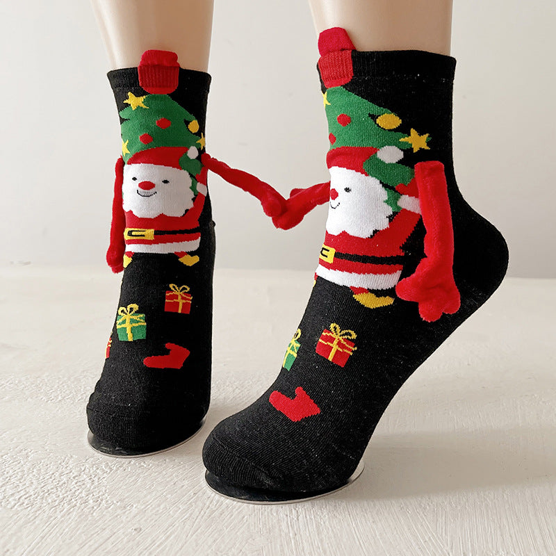 Aisha | Christmas Sock Set with Magnetic Hand-Holding Santa