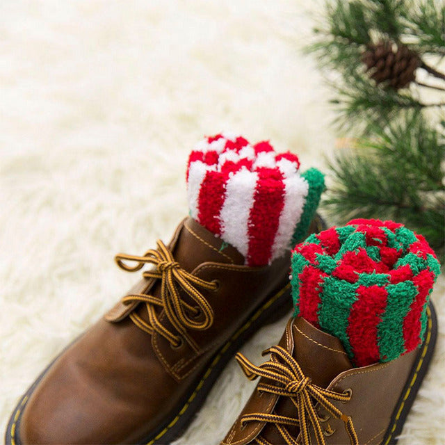 Cansu | Striped Christmas Sock with Ribbed Cuff for Women