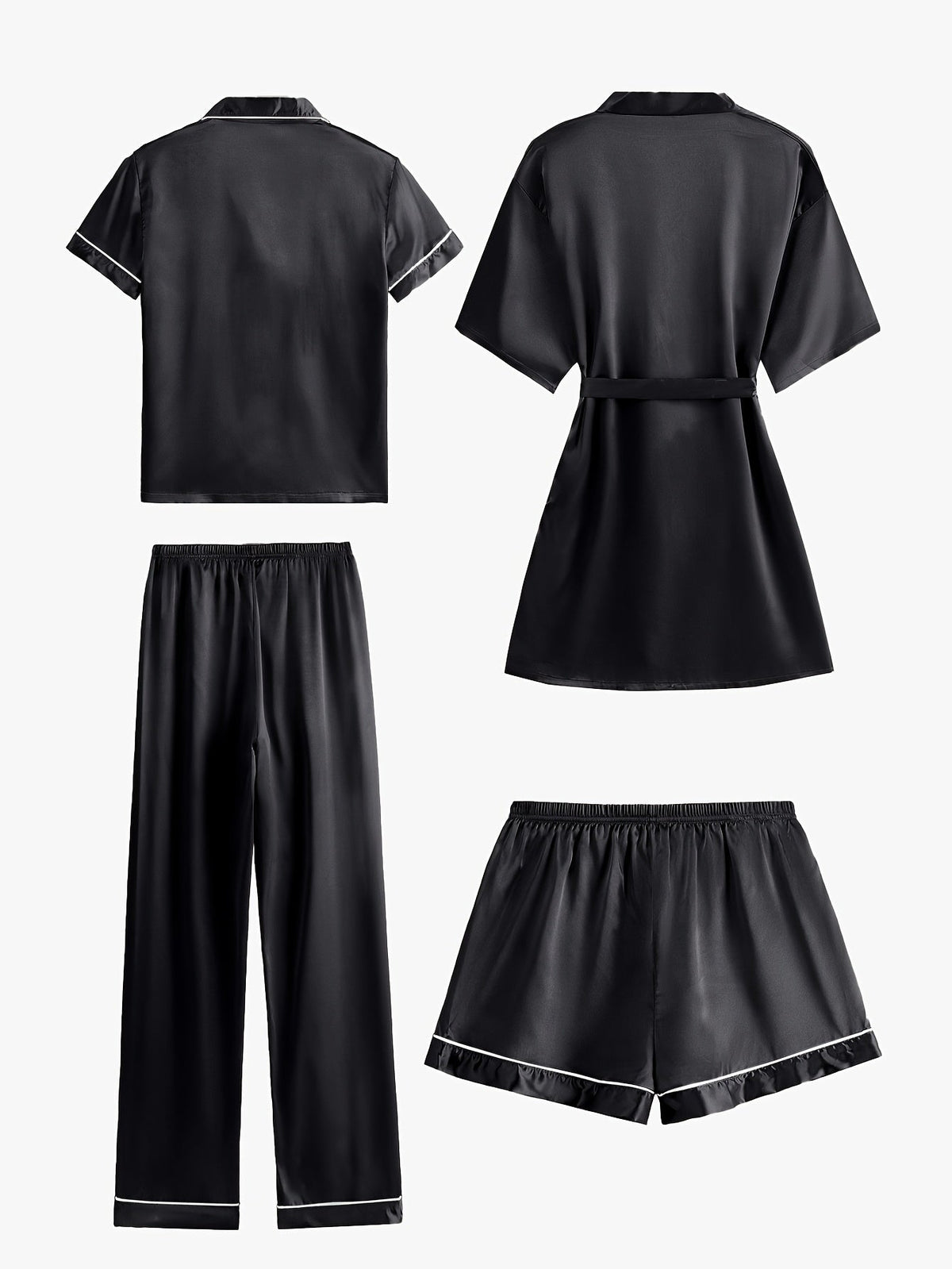 Erin | 4-Piece Satin Pajamas Set with Robe for Women