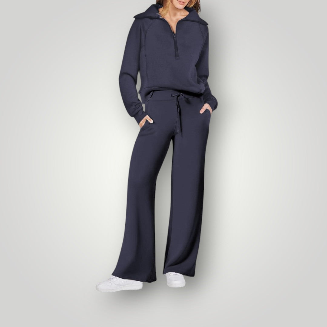Aaliyah | Ribbed Crew Neck Sweat Set for Women