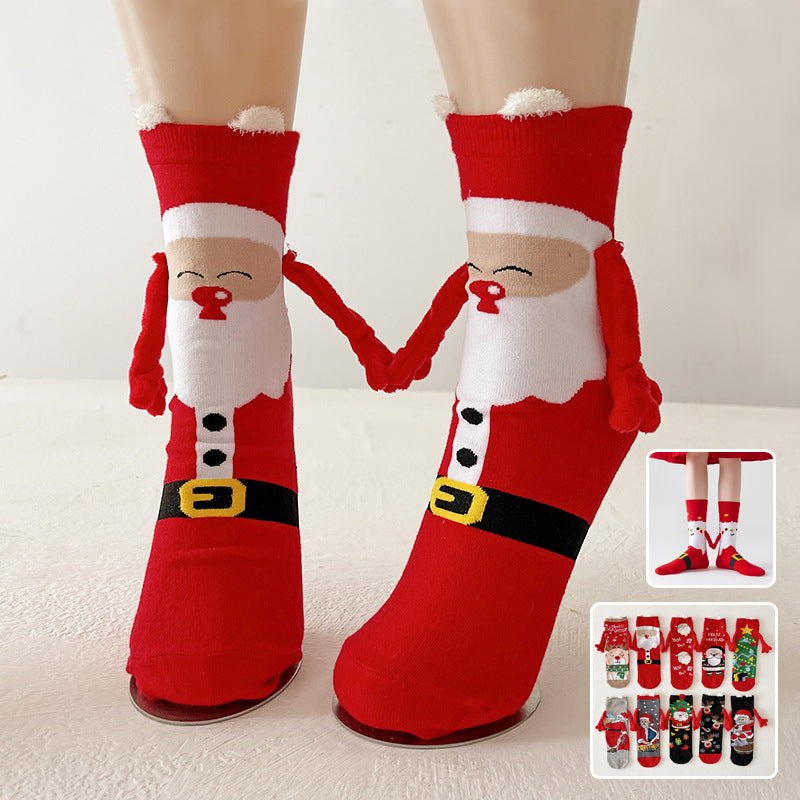 Doreen | Magnetic Hand-Holding Christmas Sock with Red Heel