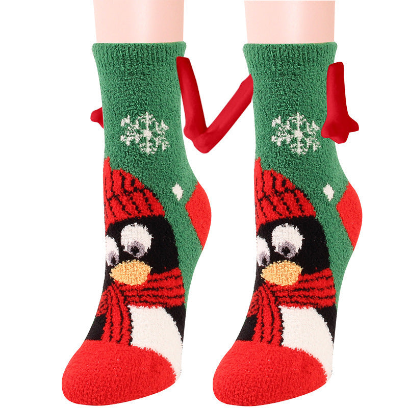 Holly | Red Santa Magnetic Christmas Sock Pair for Couples