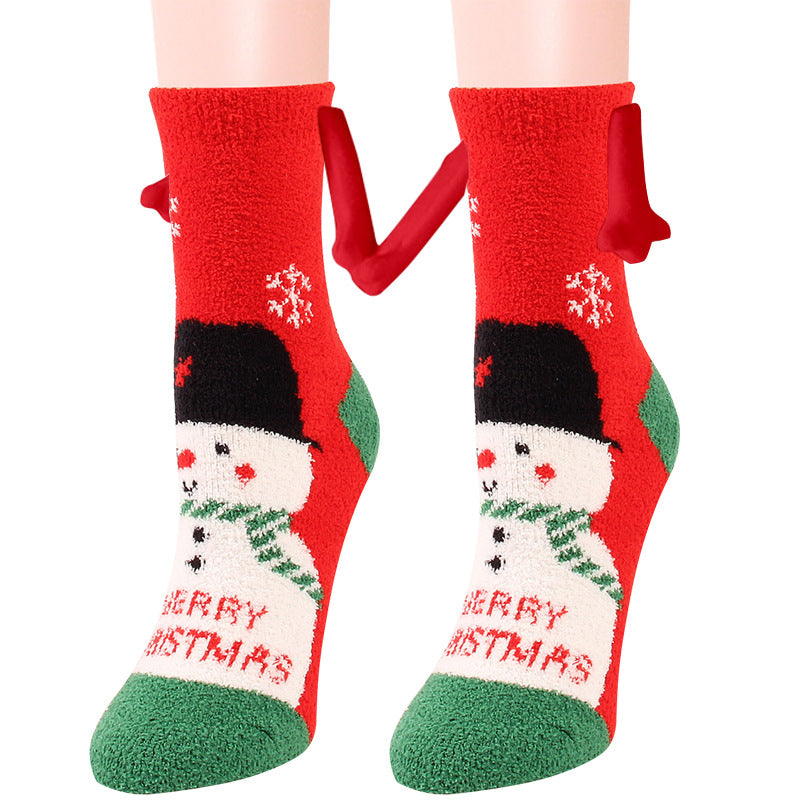 Holly | Red Santa Magnetic Christmas Sock Pair for Couples