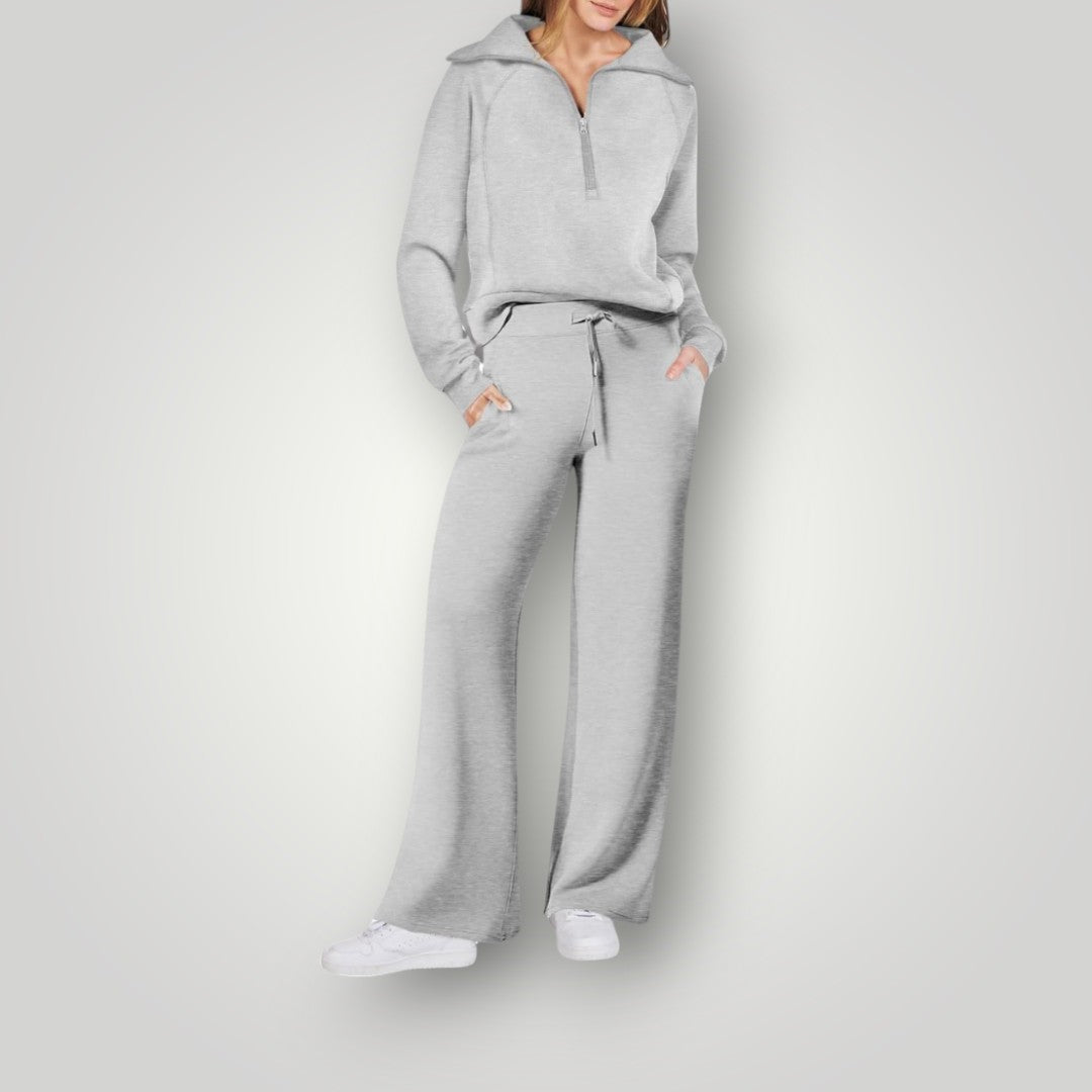 Aaliyah | Ribbed Crew Neck Sweat Set for Women