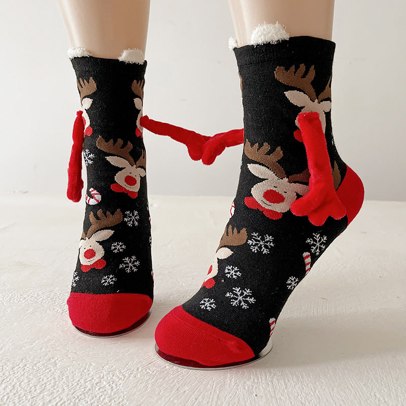 Doreen | Magnetic Hand-Holding Christmas Sock with Red Heel