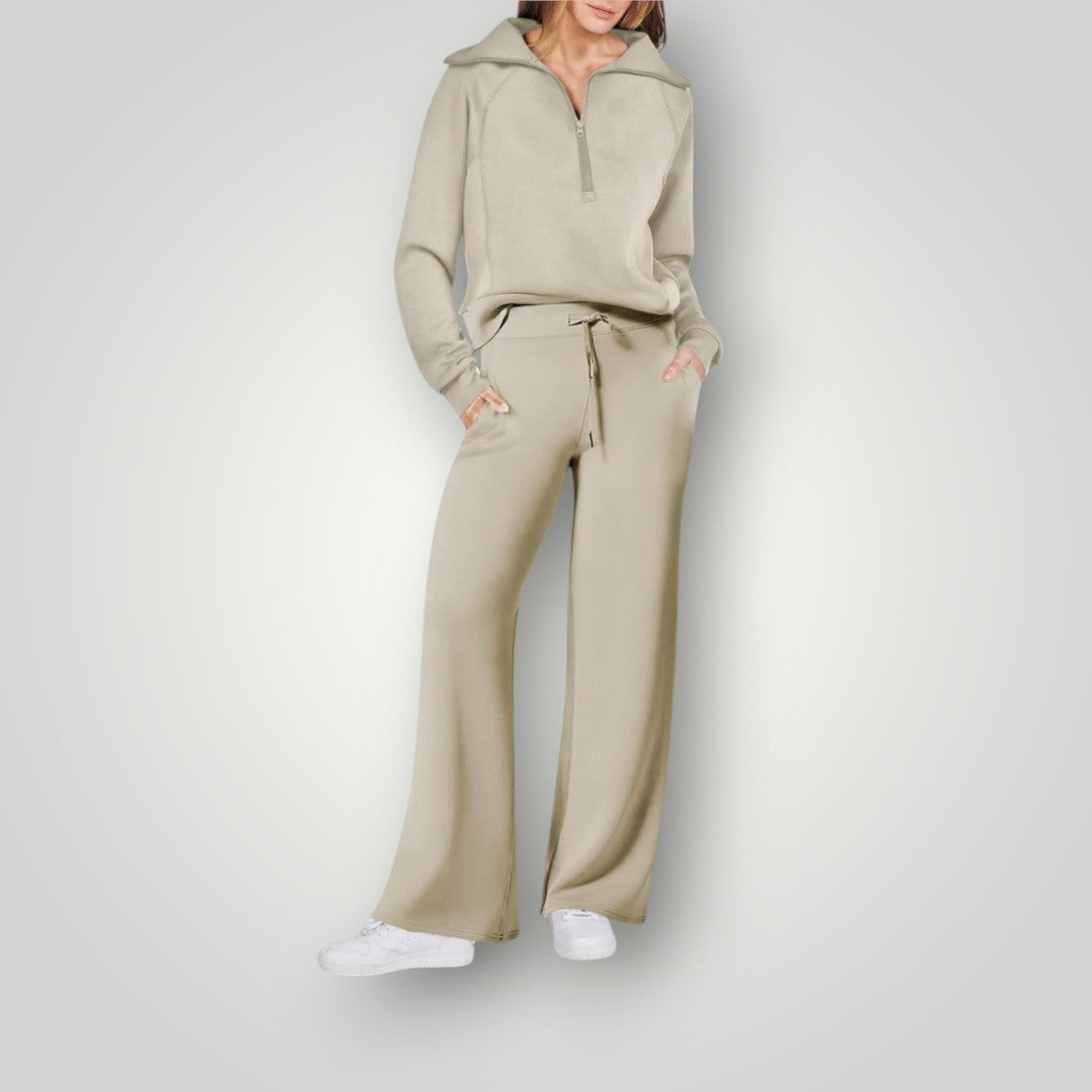 Aaliyah | Ribbed Crew Neck Sweat Set for Women