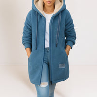 Francoise | Quilted Hooded Zip-Front Fleece Jacket for Women