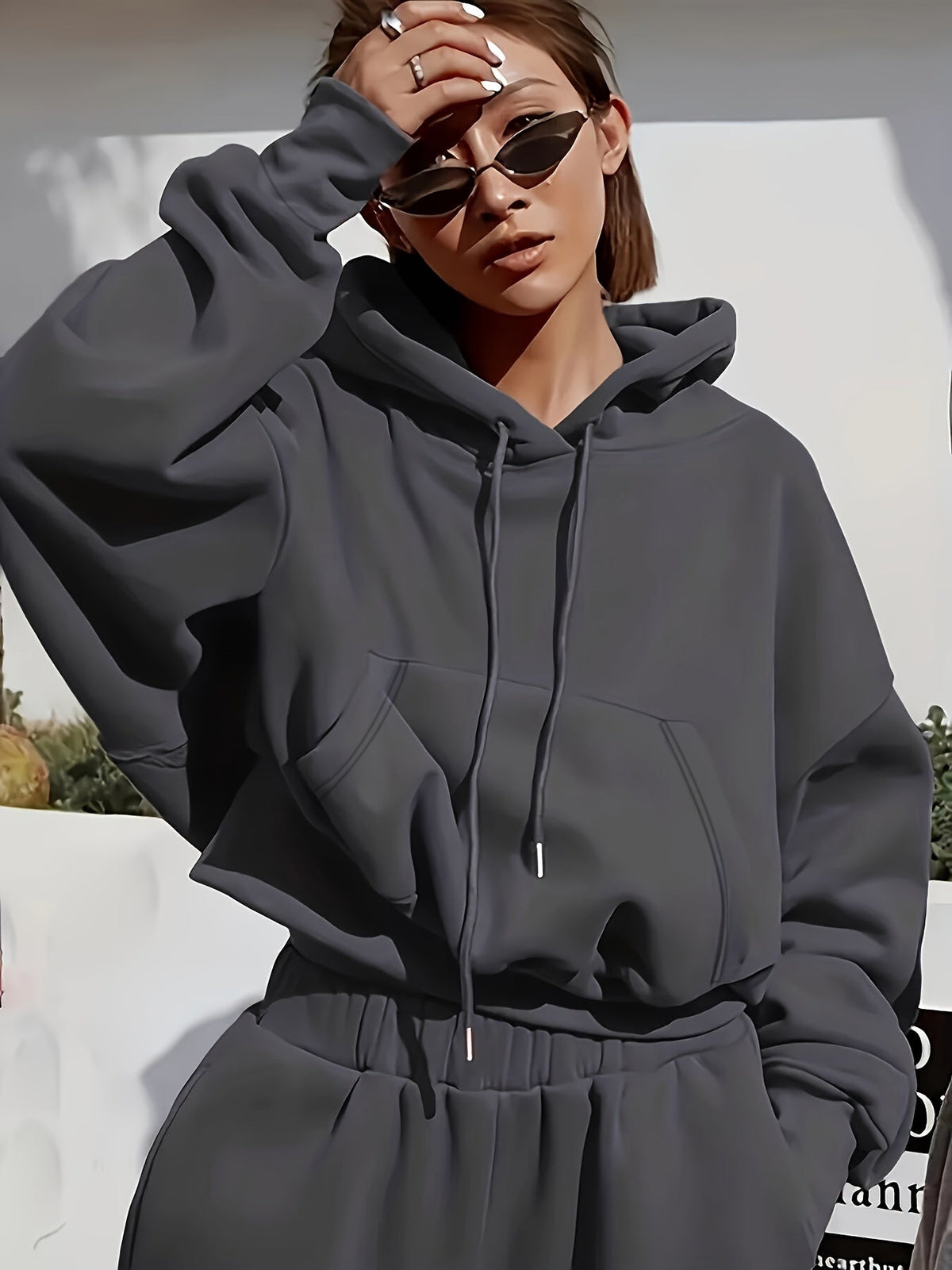 Madge | Oversized Hooded Sweat Set with Kangaroo Pocket for Women