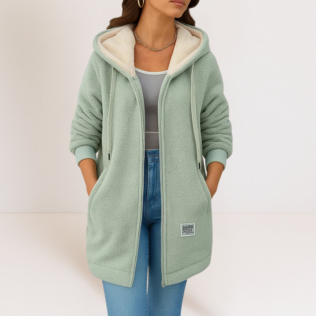 Francoise | Quilted Hooded Zip-Front Fleece Jacket for Women