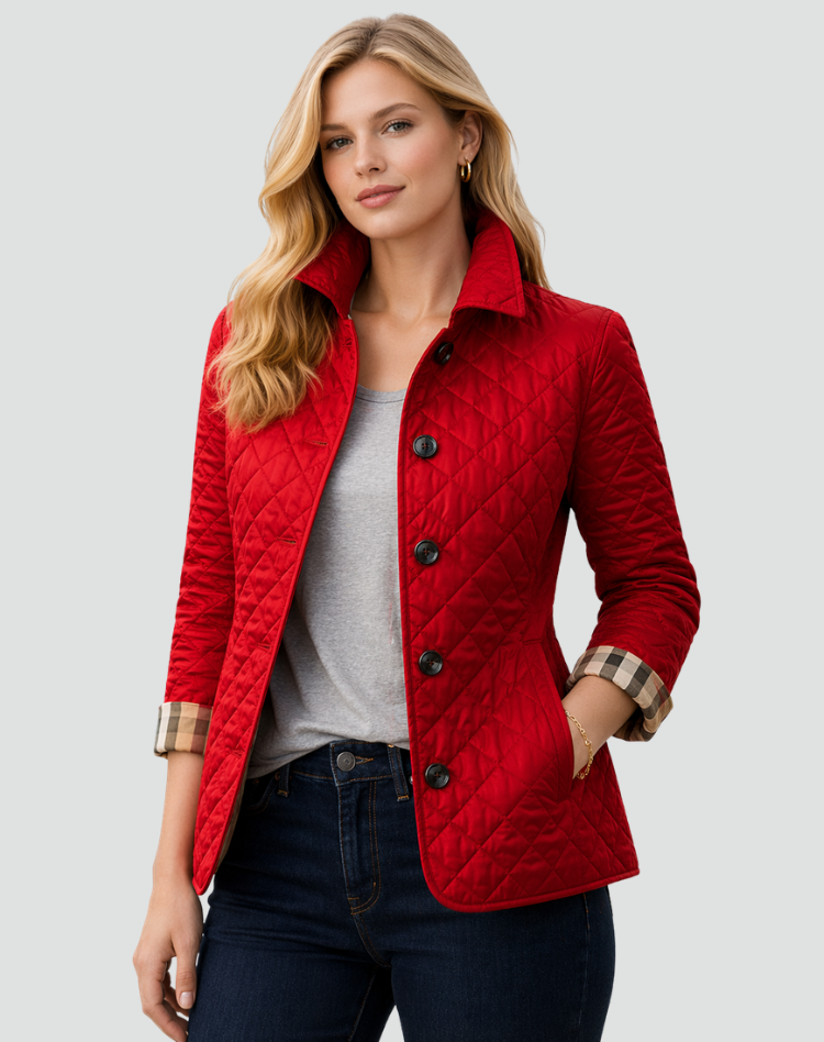 Ilaria | Quilted Button-Front Jacket with Collar for Women