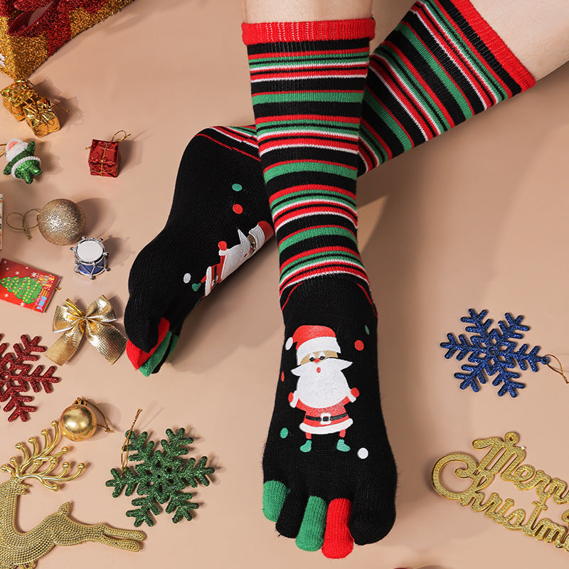 Noelle | Christmas Sock Five-Toe Design with Contrast Cuff
