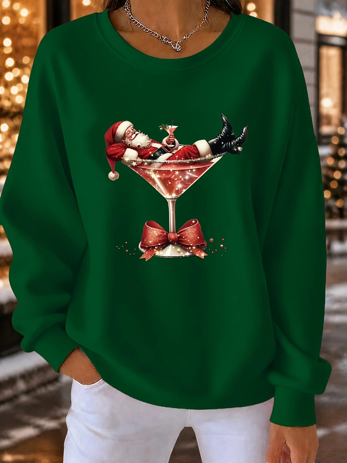 Nyvienne | Printed Christmas Sweater with Crew Neck for Women