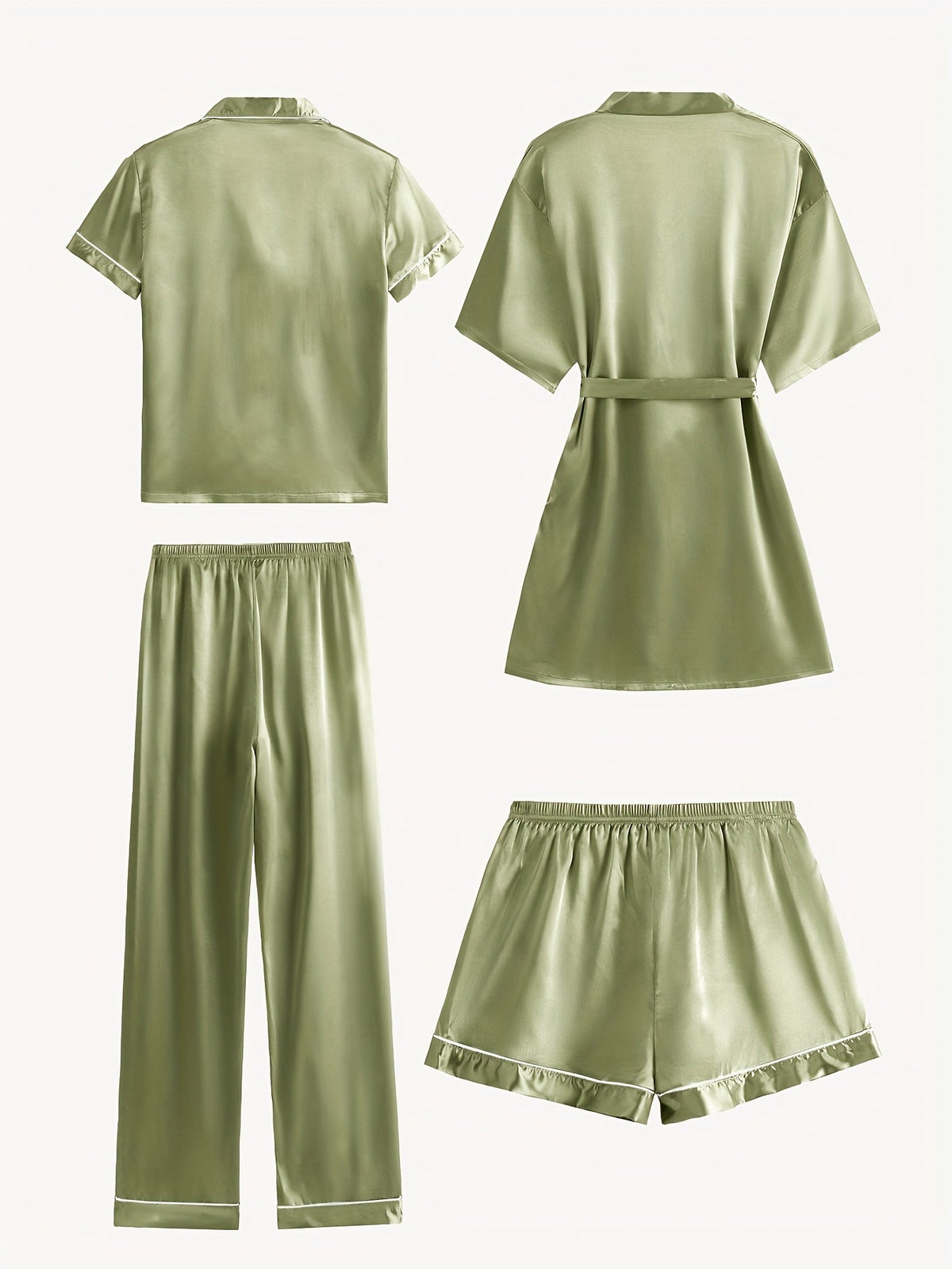 Erin | 4-Piece Satin Pajamas Set with Robe for Women