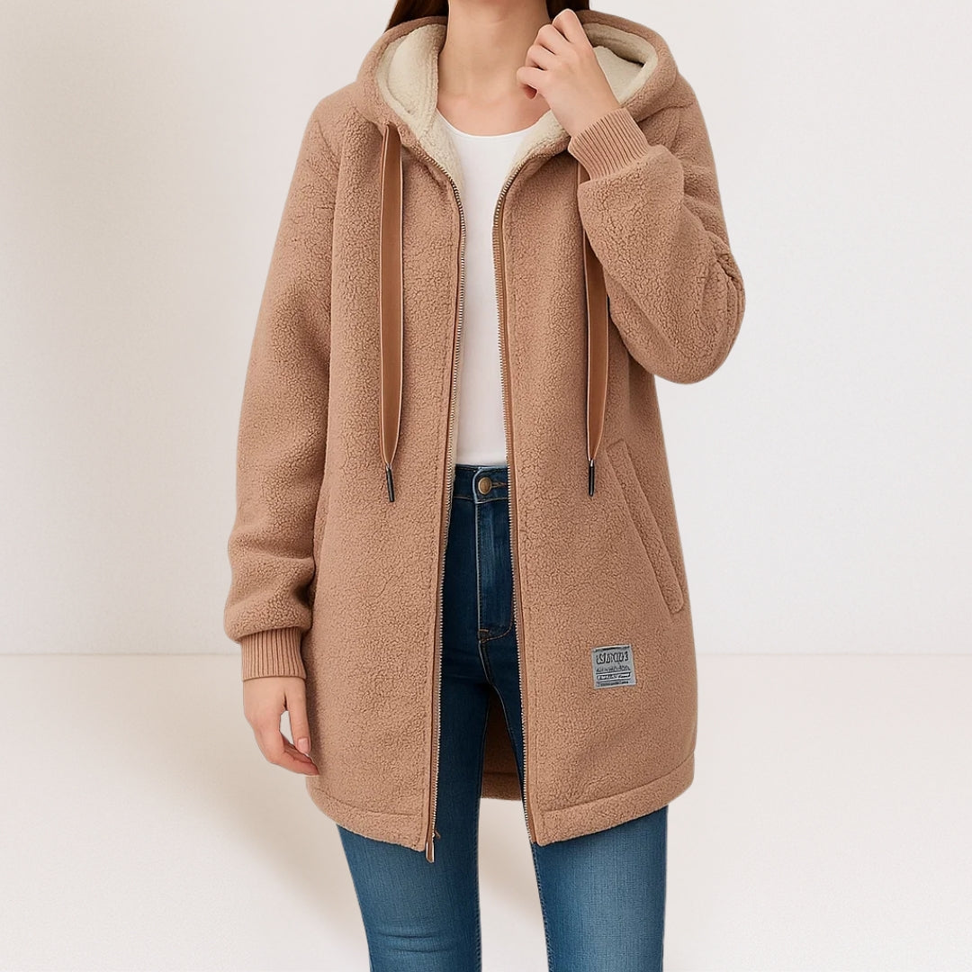 Francoise | Quilted Hooded Zip-Front Fleece Jacket for Women
