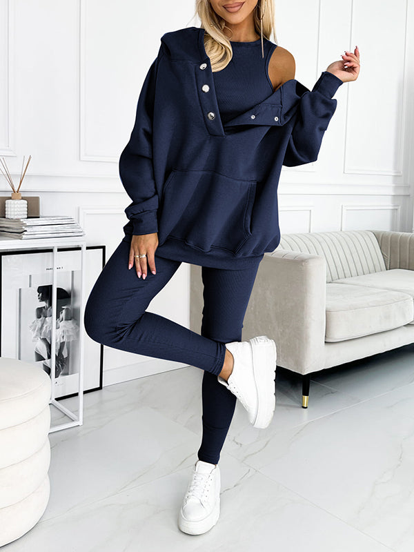 Trientje | Ribbed Three-Piece Sweat Set for Women
