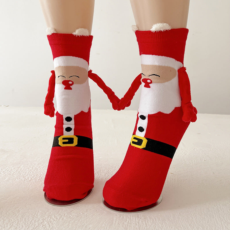 Doreen | Magnetic Hand-Holding Christmas Sock with Red Heel