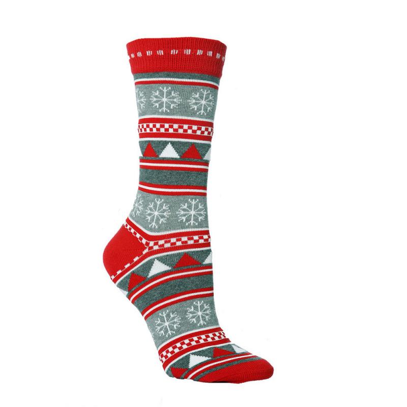 Ada | Striped Cuff Christmas Sock with Reindeer Print for Women