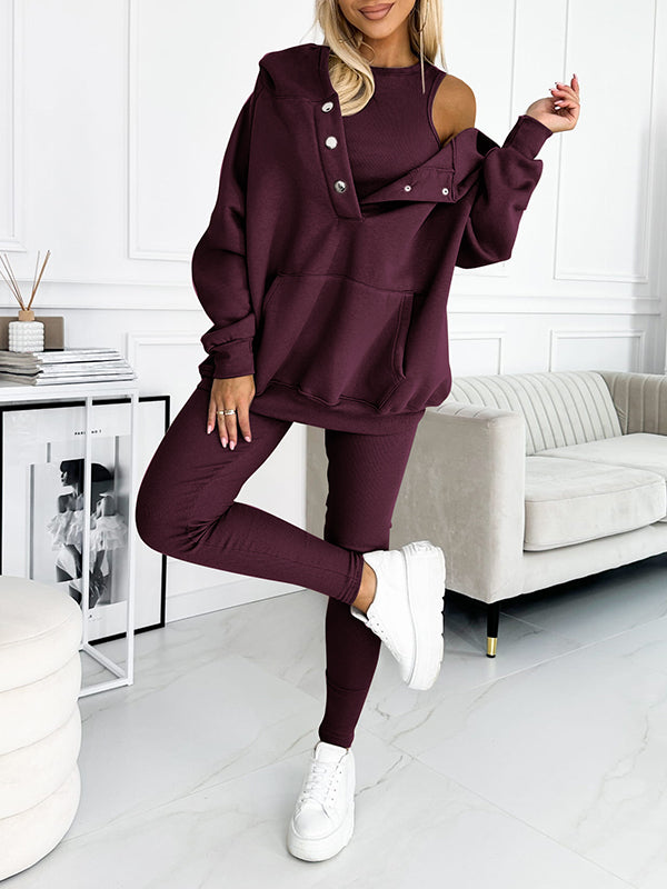 Trientje | Ribbed Three-Piece Sweat Set for Women