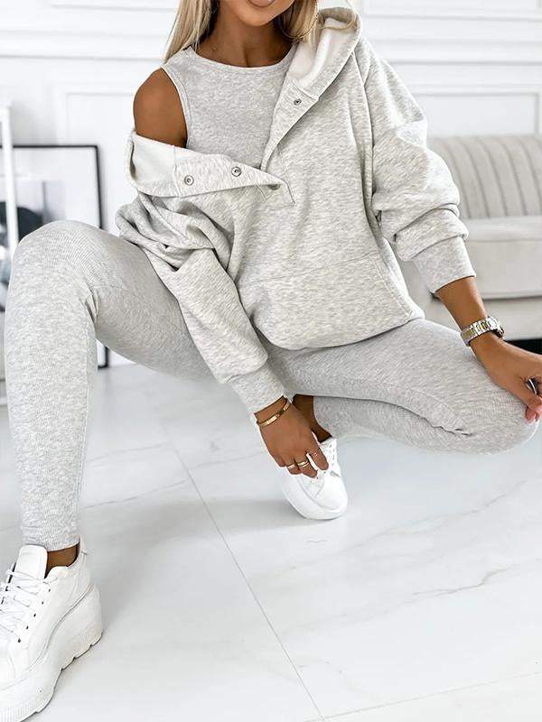 Trientje | Ribbed Three-Piece Sweat Set for Women