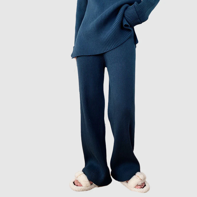 Loes | Ribbed Knit Mock Neck Sweat Set for Women