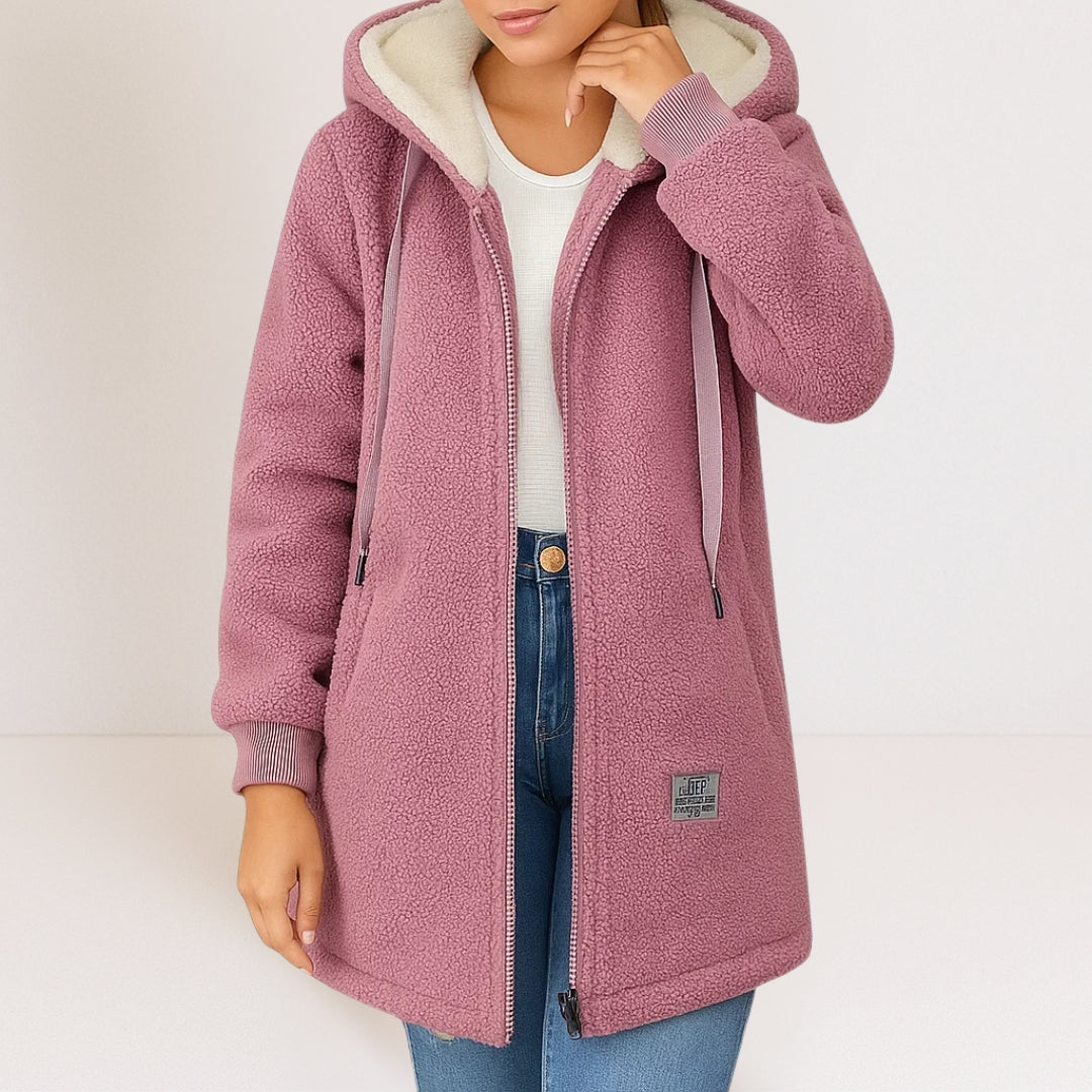 Francoise | Quilted Hooded Zip-Front Fleece Jacket for Women