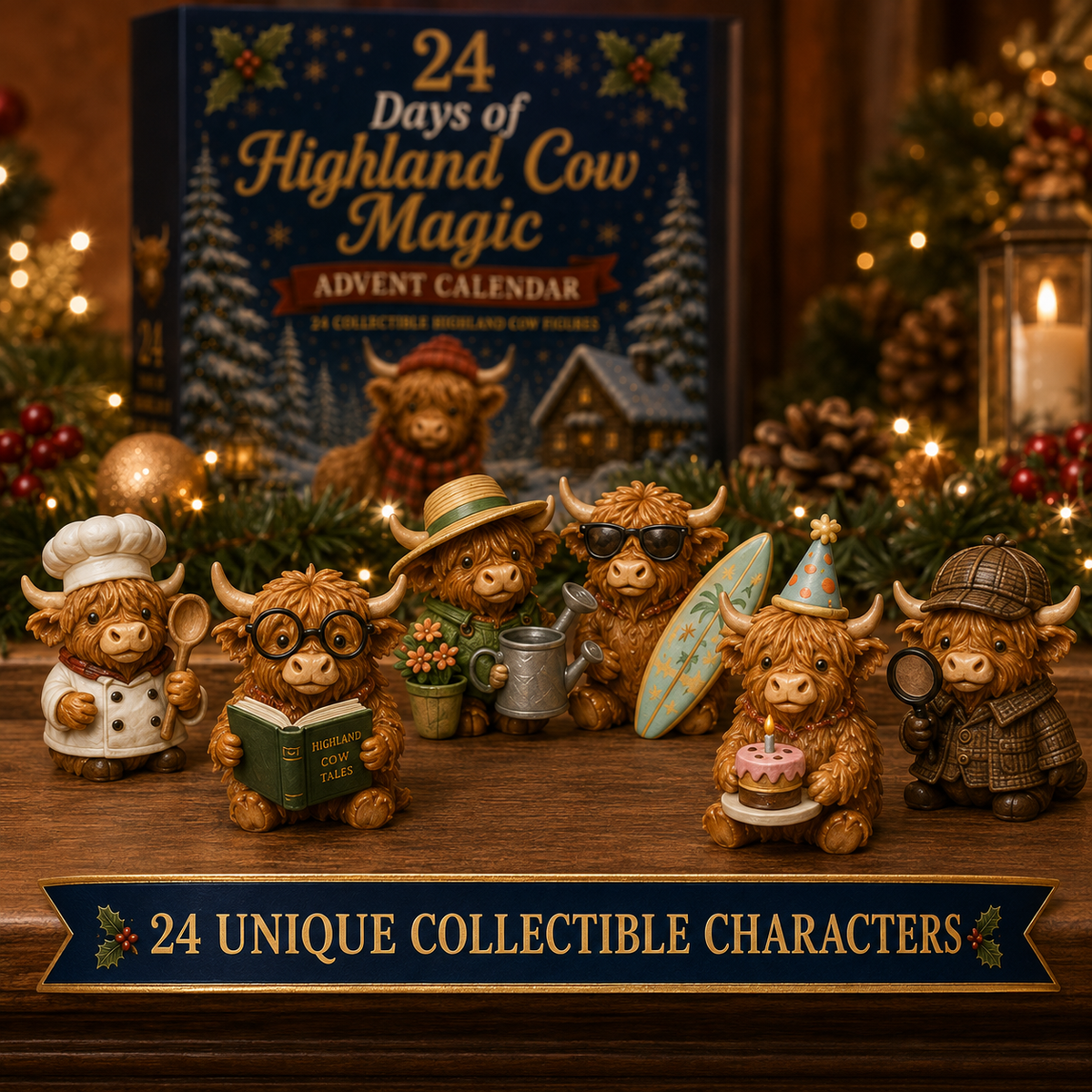 HIGHLAND COW ADVENT CALENDAR – 24 THEMED MINI FIGURES