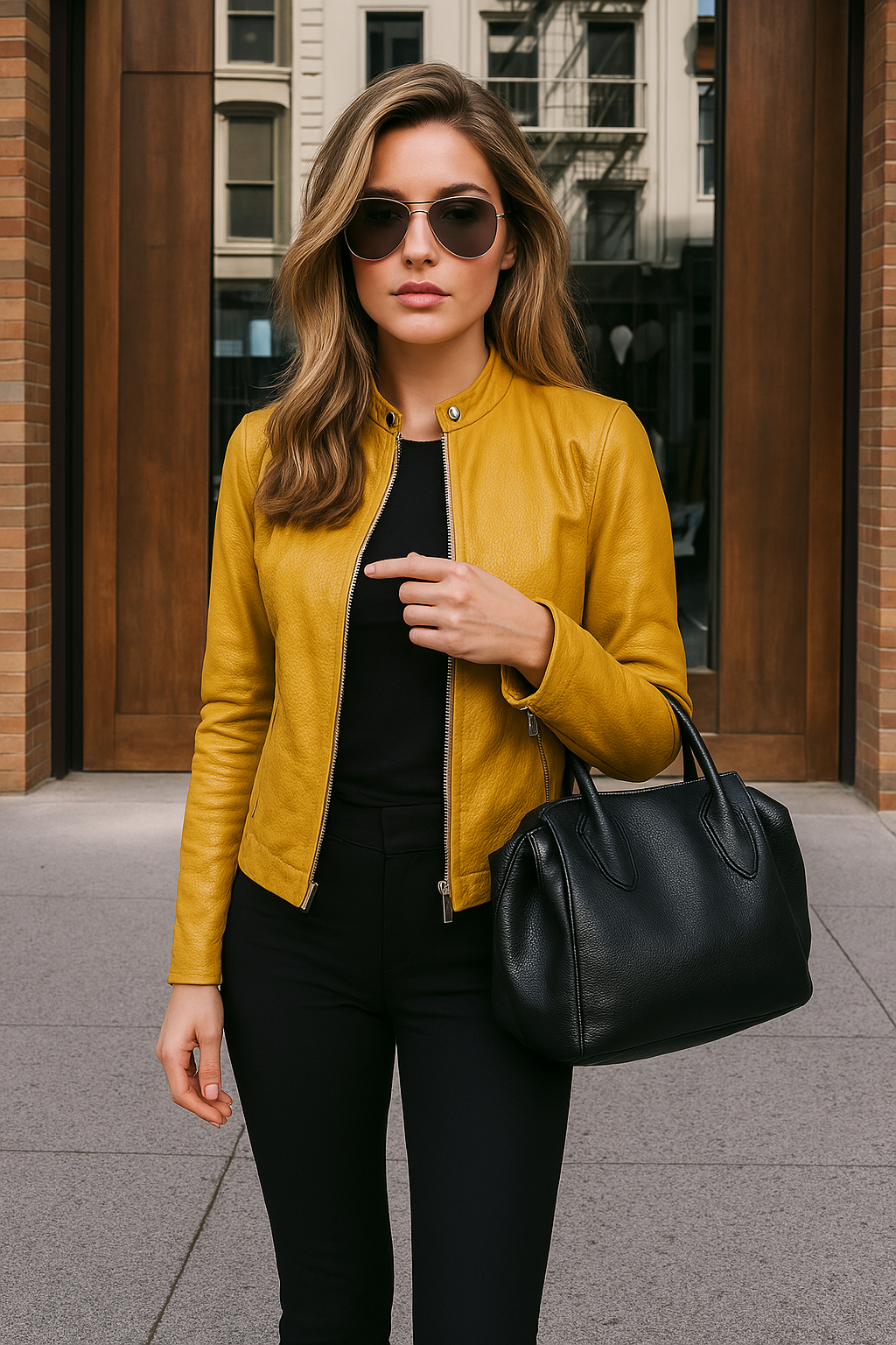 Hermine | Slim-Fit Faux Leather Biker Jacket for Women