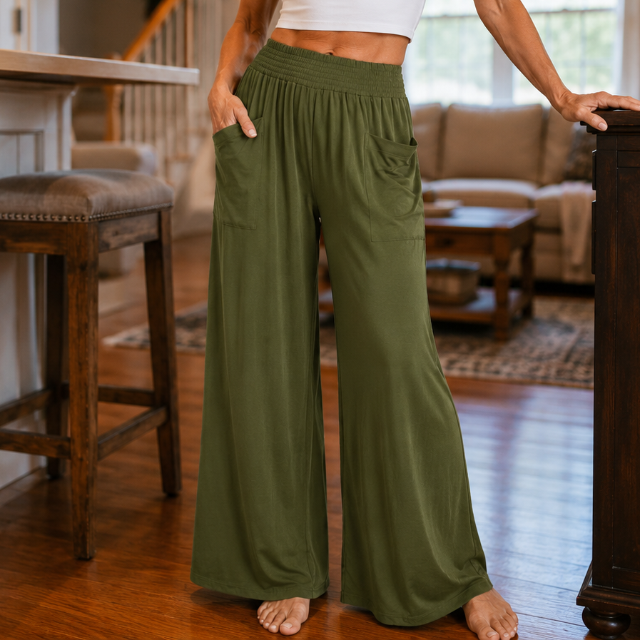 Krystal | High-Rise Wide Leg Palazzo Pants with Pockets for Women