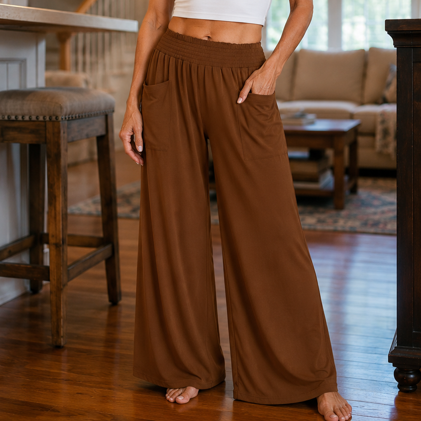Krystal | High-Rise Wide Leg Palazzo Pants with Pockets for Women