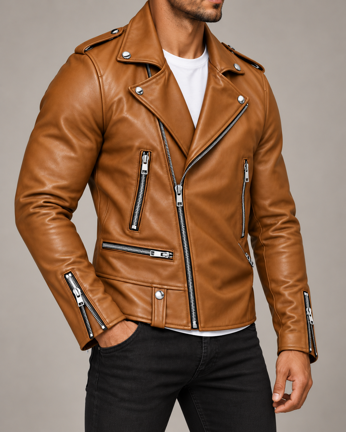 Donovan Leather Jacket | Asymmetric Zip Moto Style for Men