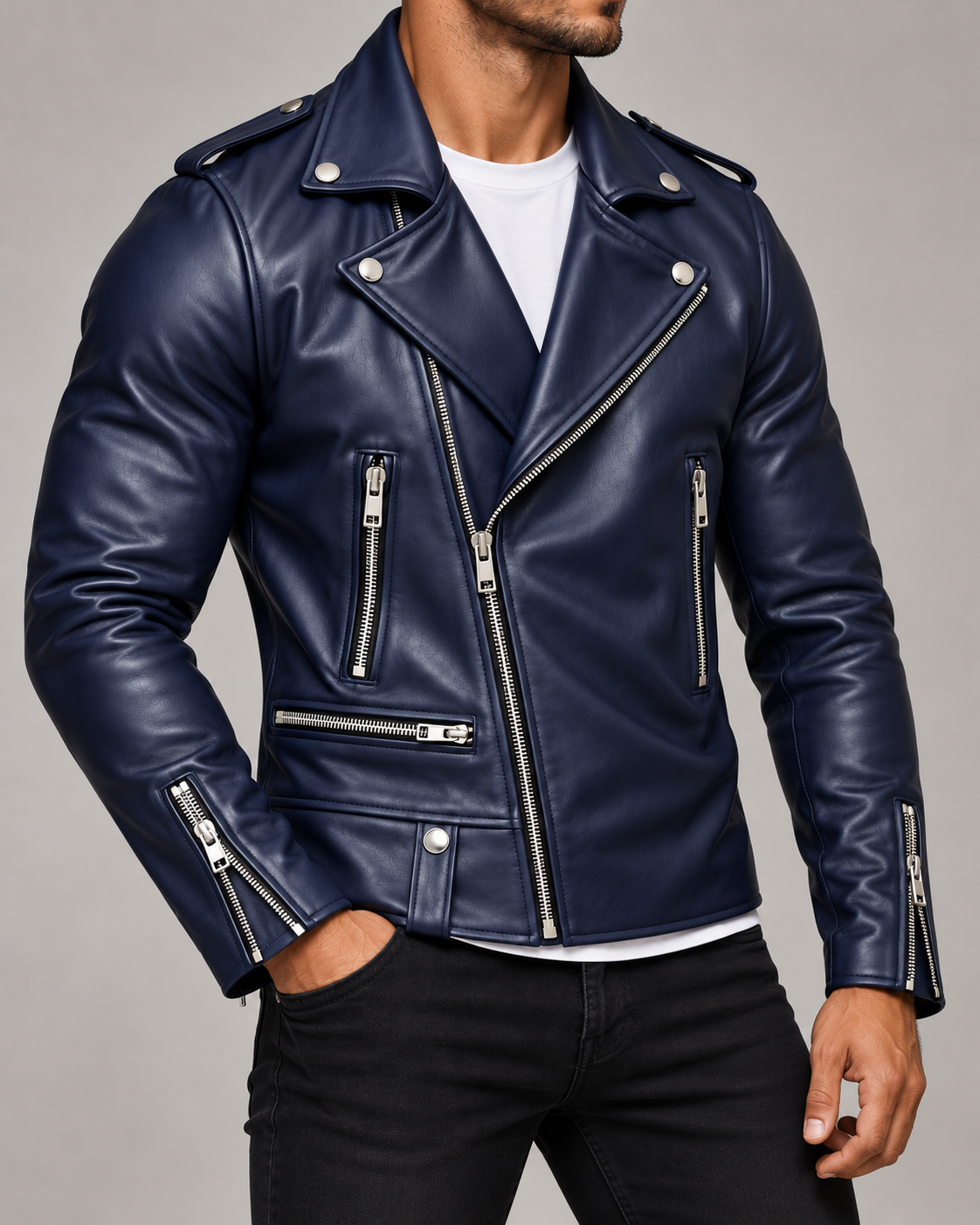Donovan Leather Jacket | Asymmetric Zip Moto Style for Men