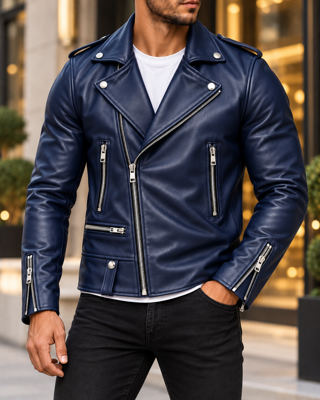 Donovan Leather Jacket | Asymmetric Zip Moto Style for Men