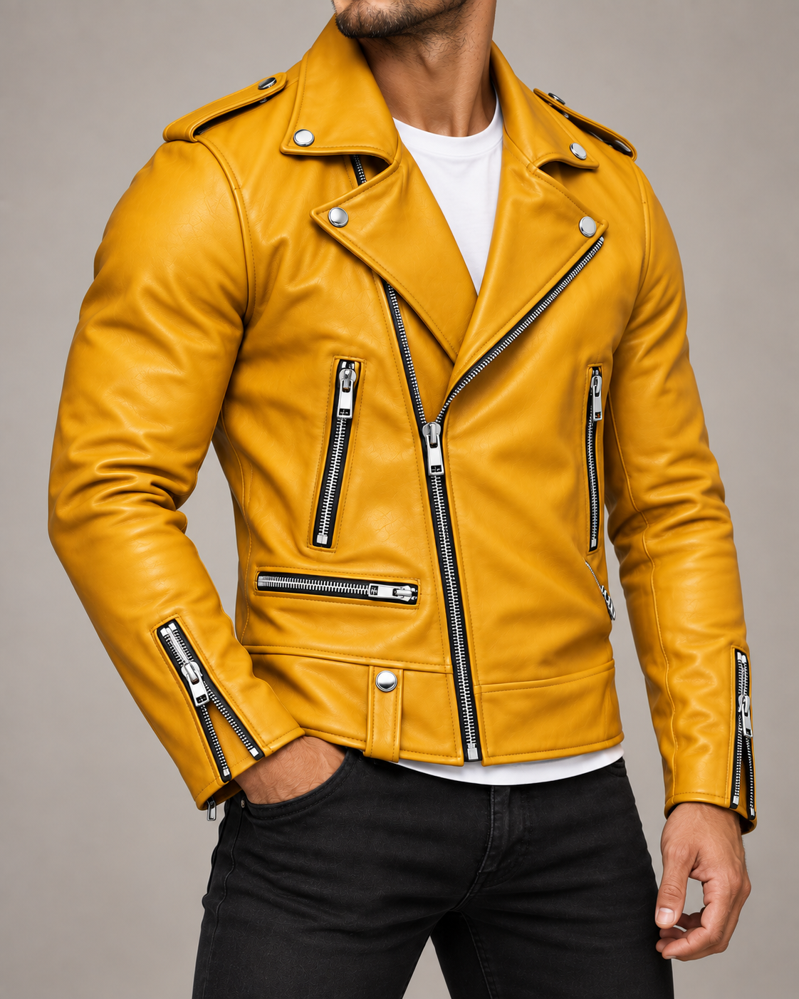 Donovan Leather Jacket | Asymmetric Zip Moto Style for Men