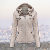 Dorle | Hooded Zip-Up Leather Jacket for Women