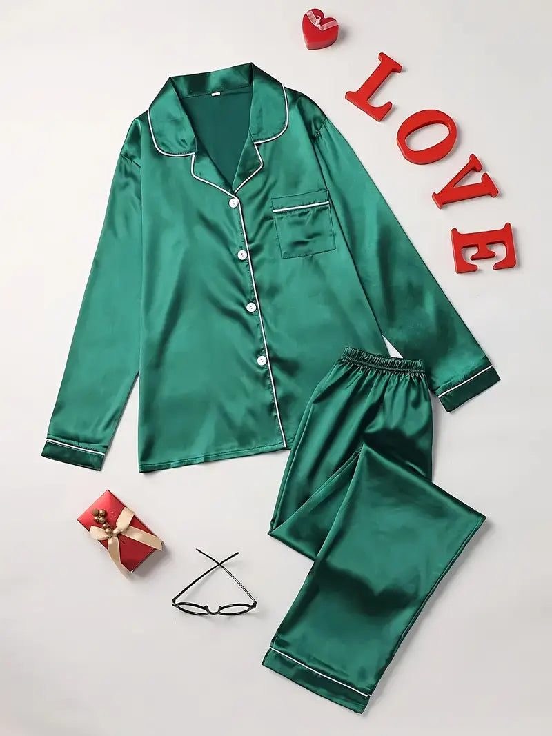 Babette | Satin Button-Front Pajamas Set for Women